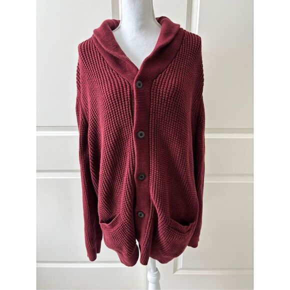Men's Organic Cotton Waffle Sweater Cardigan